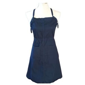 Vintage look 70s style patch pocket pinafore apron denim dress